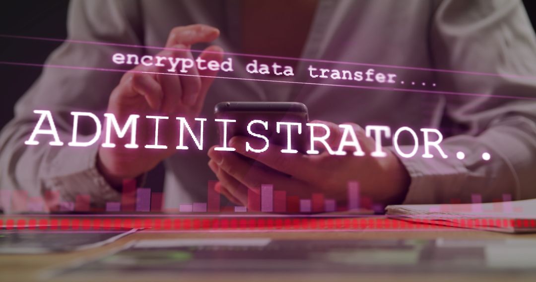 Businessman Handling Encrypted Data Transfer on Smartphone