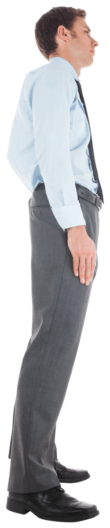 Transparent Serious Businessman Standing in Profile Pose