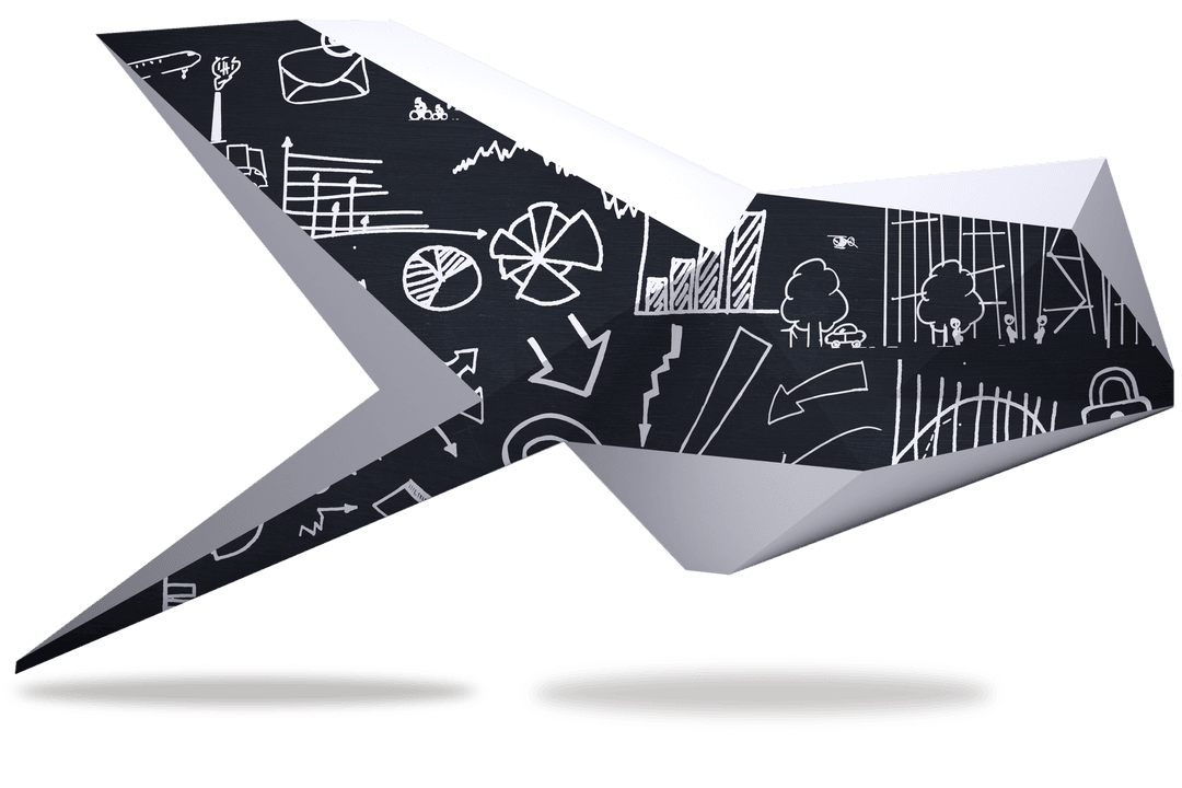 Transparent 3D Origami Concept with Abstract Business Symbols