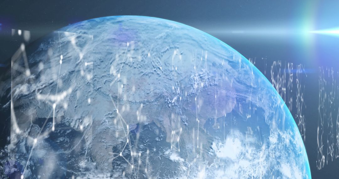 Global Network Connections Around Earth with Digital Effects