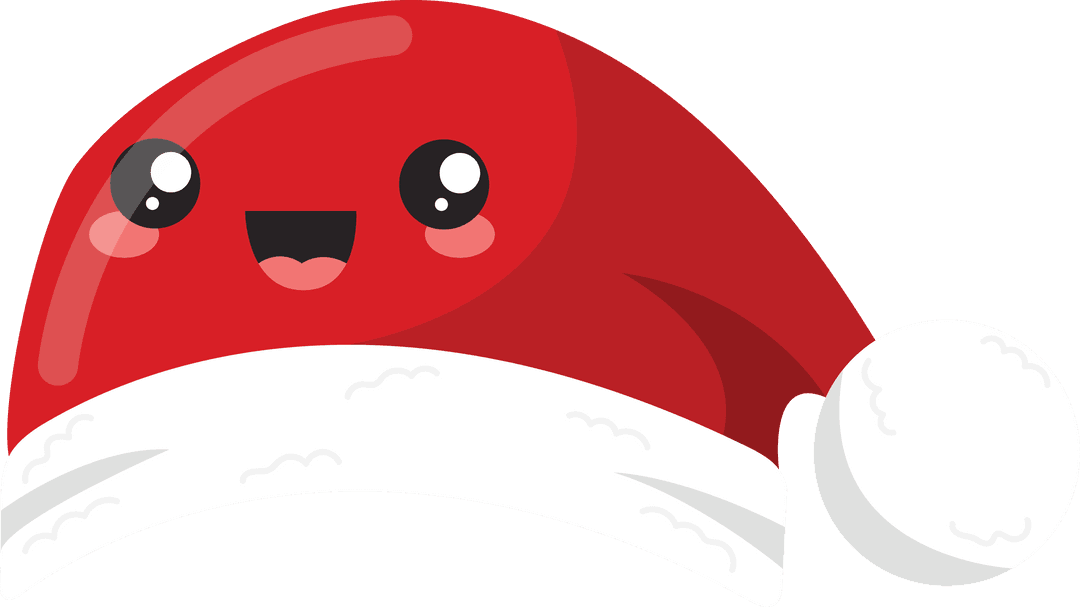 Cute Cartoon Santa Hat on Transparent Background