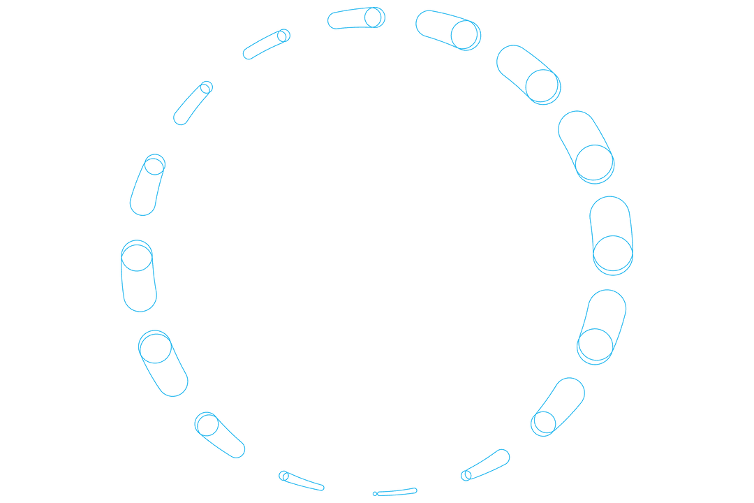 Digital Blue Abstract Spiral Illustration on Transparent Background