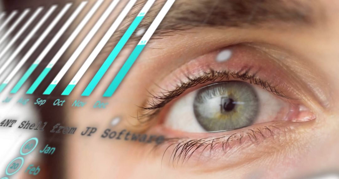 Close-up of Eye with Digital Data Overlay Technology Concept
