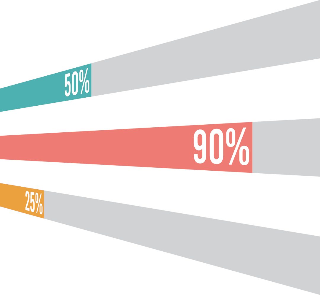 Transparent Stylish Progress Bars Highlighting Percentages