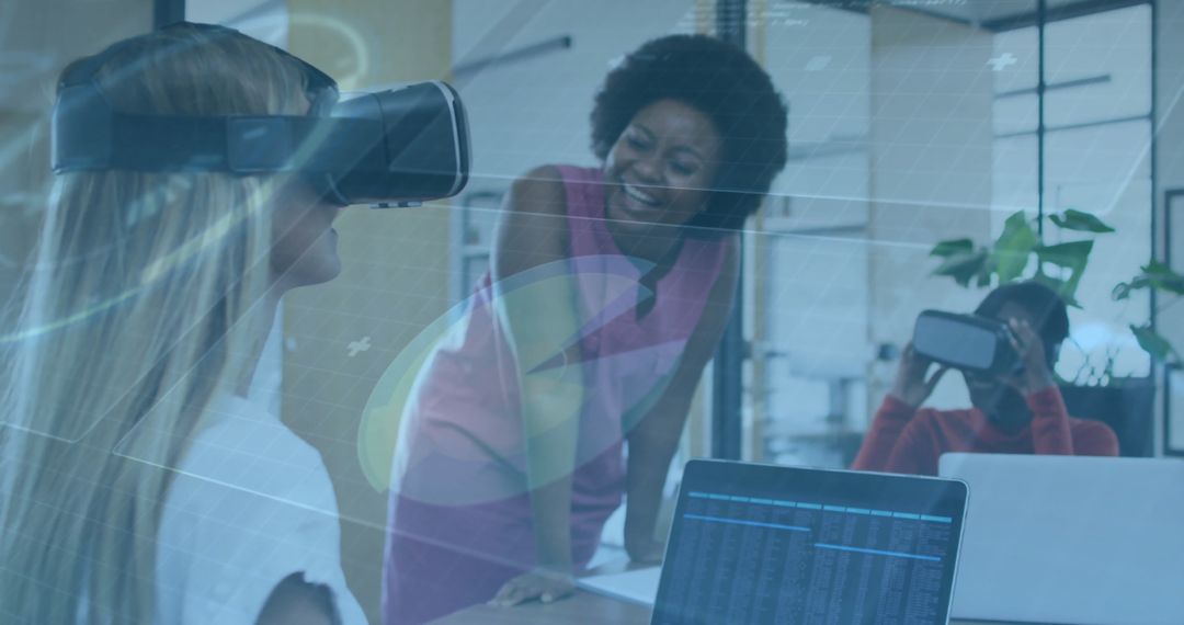 Team of Professionals Testing Virtual Reality in Modern Office