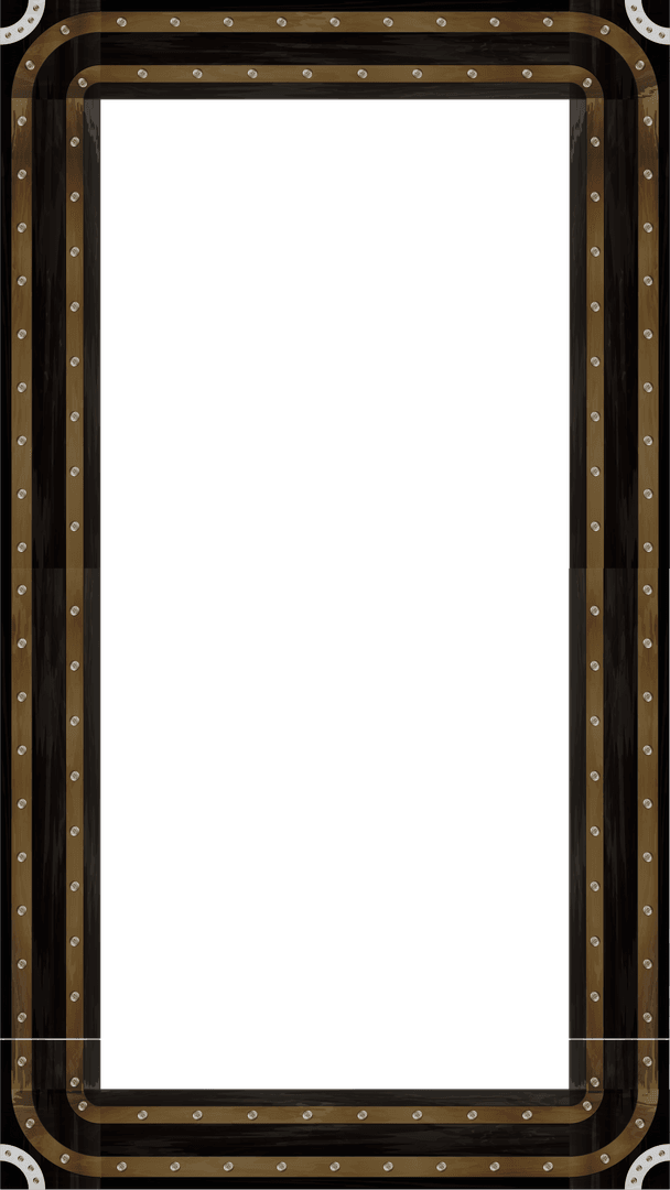 Transparent Wooden Frame with Rivets Enclosing Teal Panel