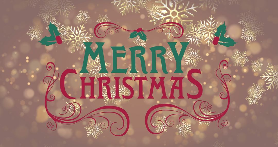 Merry Christmas Text with Snowflake Background