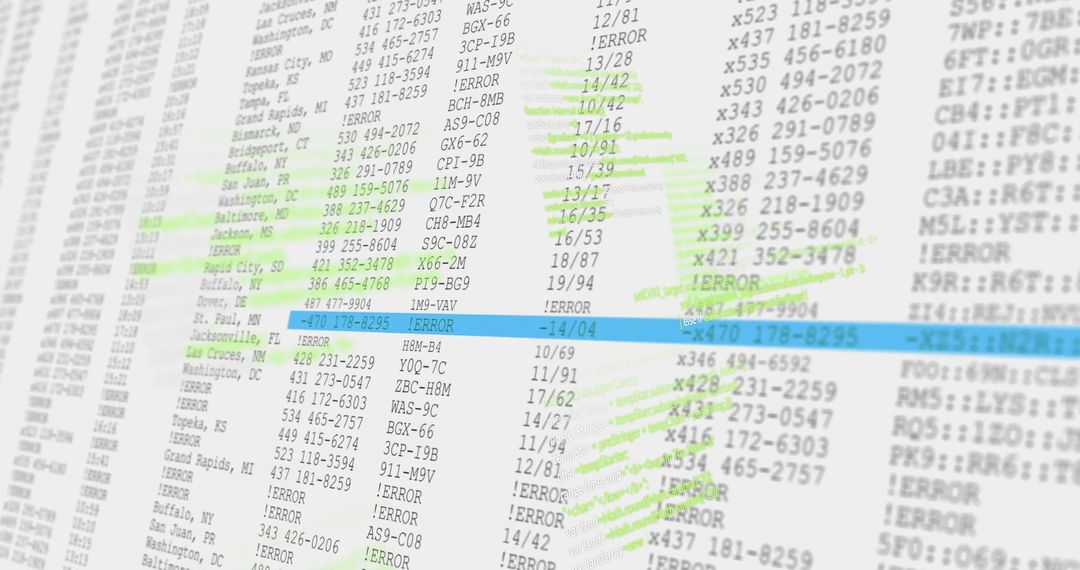 Data Logger Displaying Error Entry With Highlights and Arrows