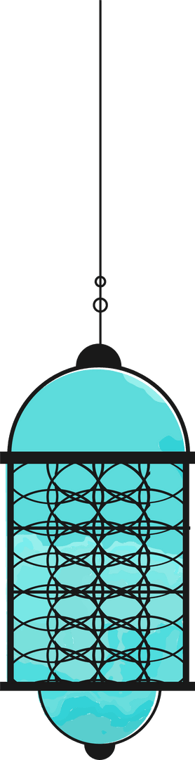 Pendant Lamp with Turquoise Glass Shade on Transparent Background