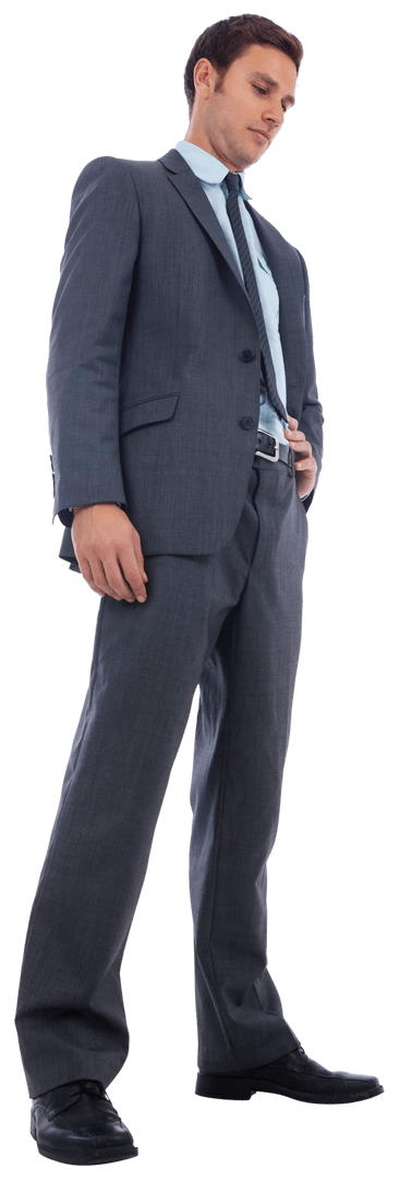 Transparent Businessman Posing Confidently with Hand on Hip