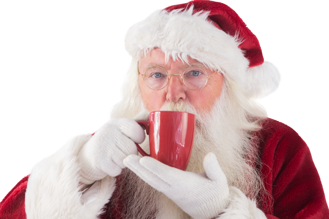 Transparent Santa Claus Drinking Coffee with a Red Cup - Download Free Stock Images Pikwizard.com