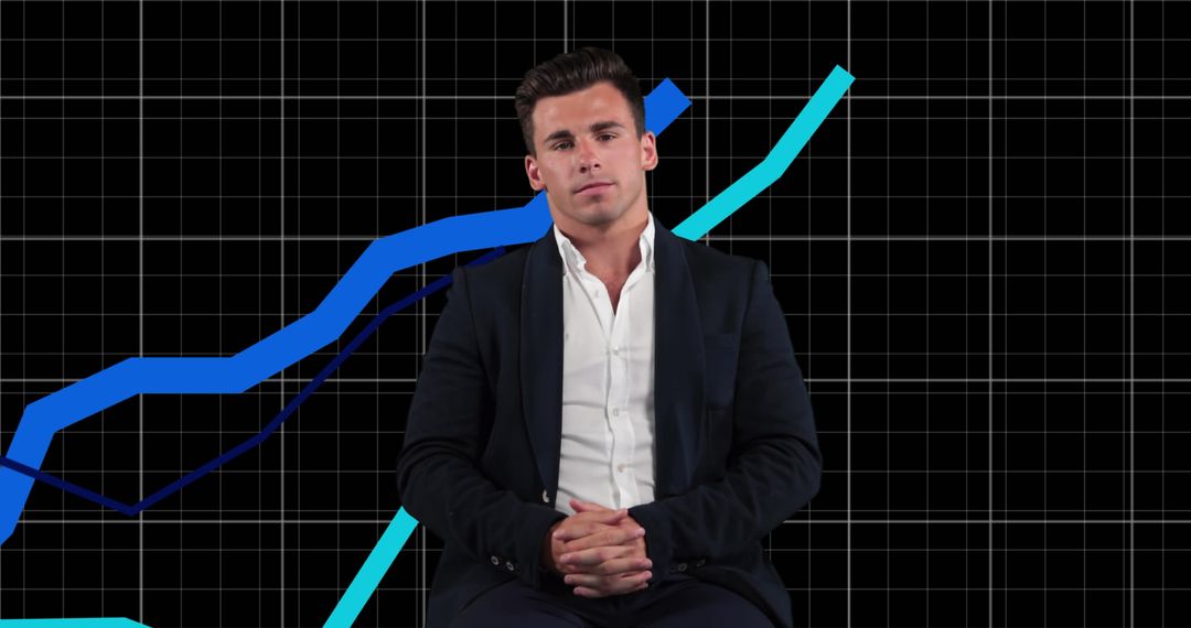 Confident Businessman with Analytics Background Infographic