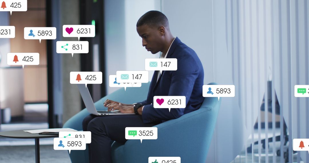 Busy Professional Managing Social Media Notifications