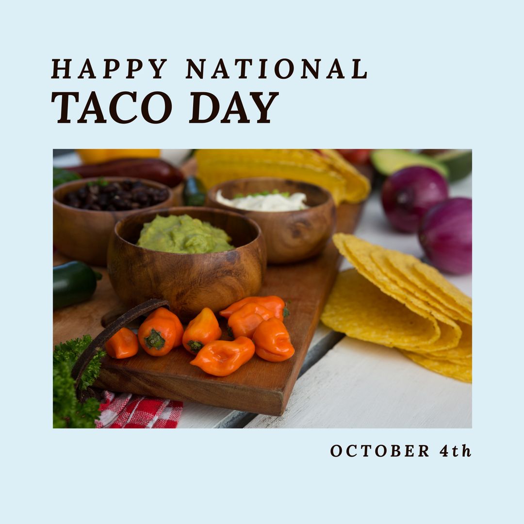 National Taco Day Celebration Banner with Fresh Ingredients