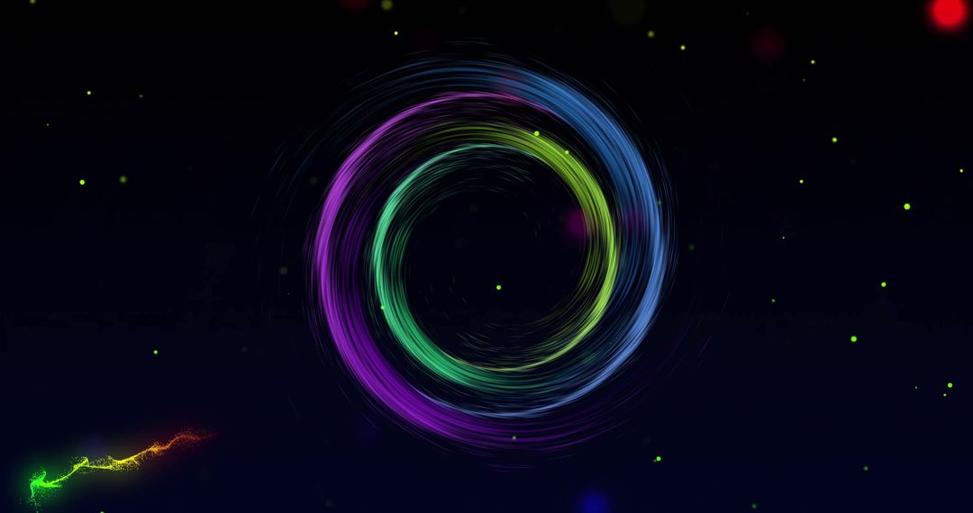 Vibrant Circular Light Trails on Black Background