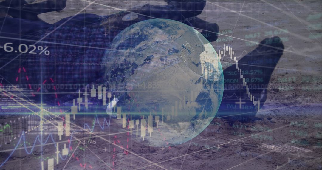 Global Finance Concept with Digital Overlay and Earth