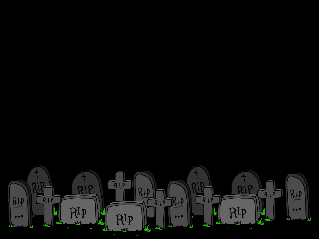 Transparent Tombstone Illustration in Spooky Graveyard