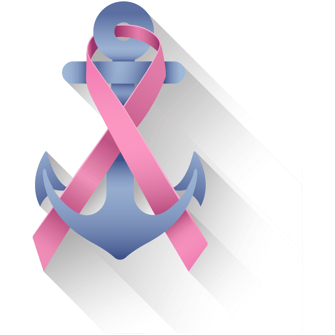 Anchor with Pink Ribbon on Transparent Background Supporting Breast Cancer