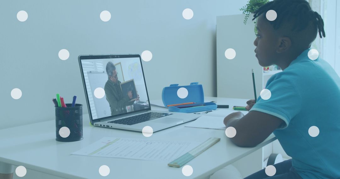Boy Engaging in Online Class on Laptop at Home