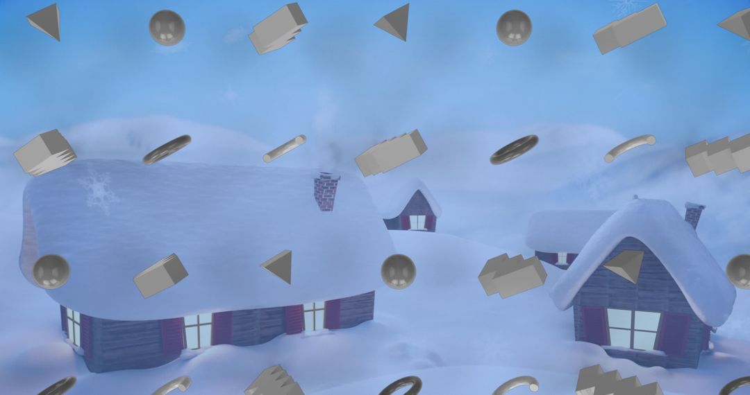 Surreal Winter Wonderland with Abstract Shapes