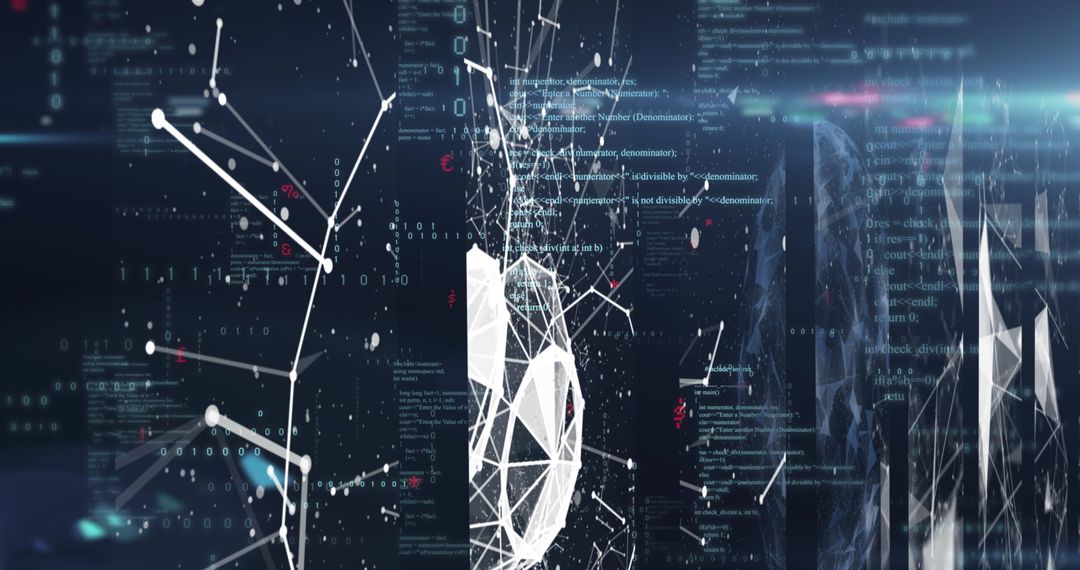 Digital Network Abstraction with Geometric Shapes on Dark Background