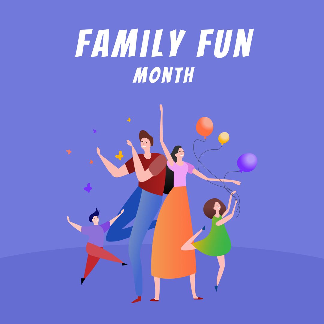 Happy Family Celebrating Togetherness in Cartoon Style