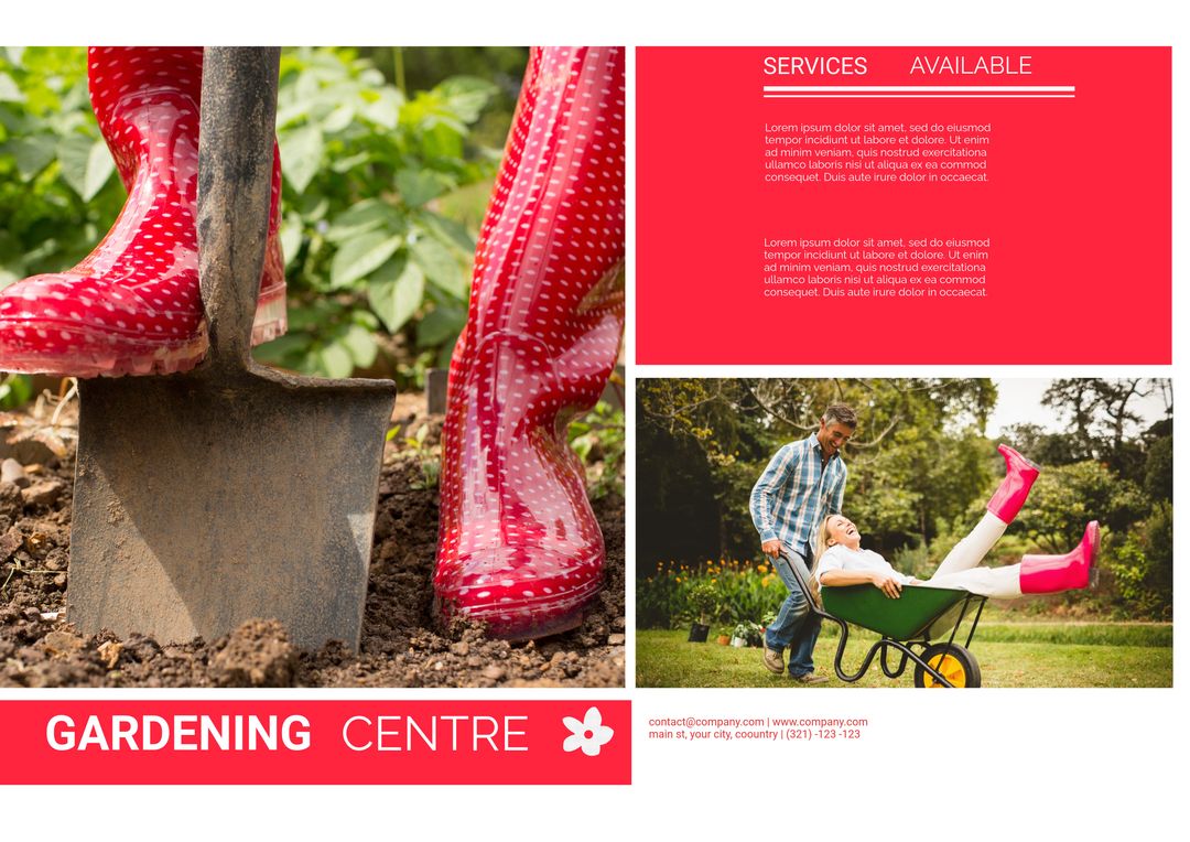 Gardening Enthusiasm in Vivid Red Featuring Playful Couple