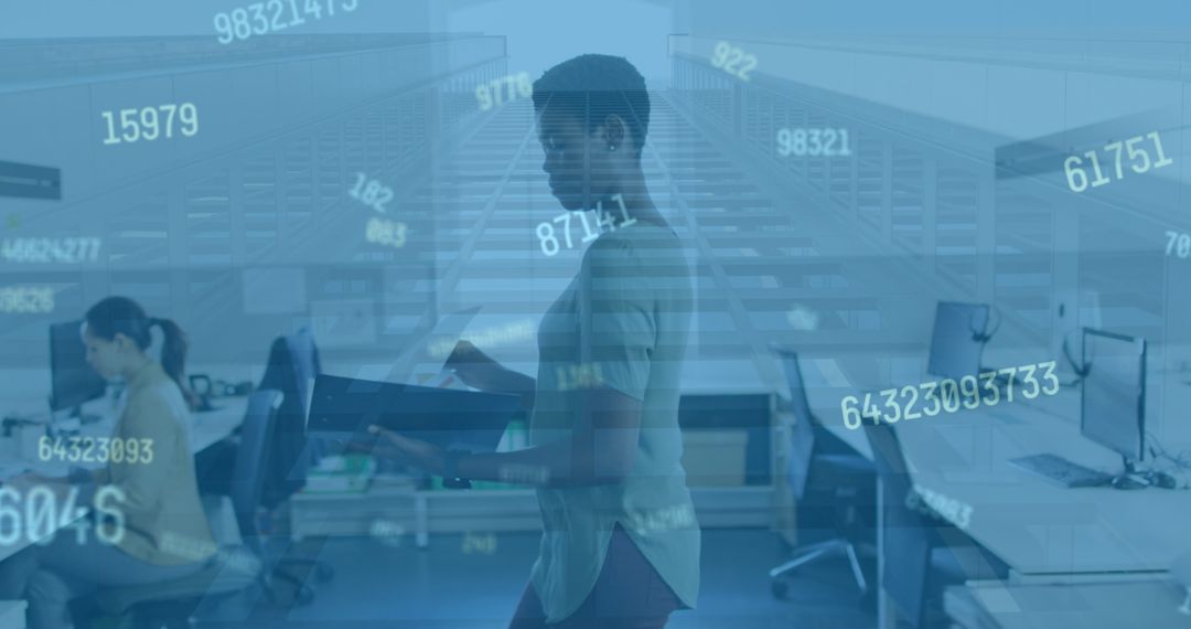 Businesswoman Analyzing Data in Modern Office Workspace