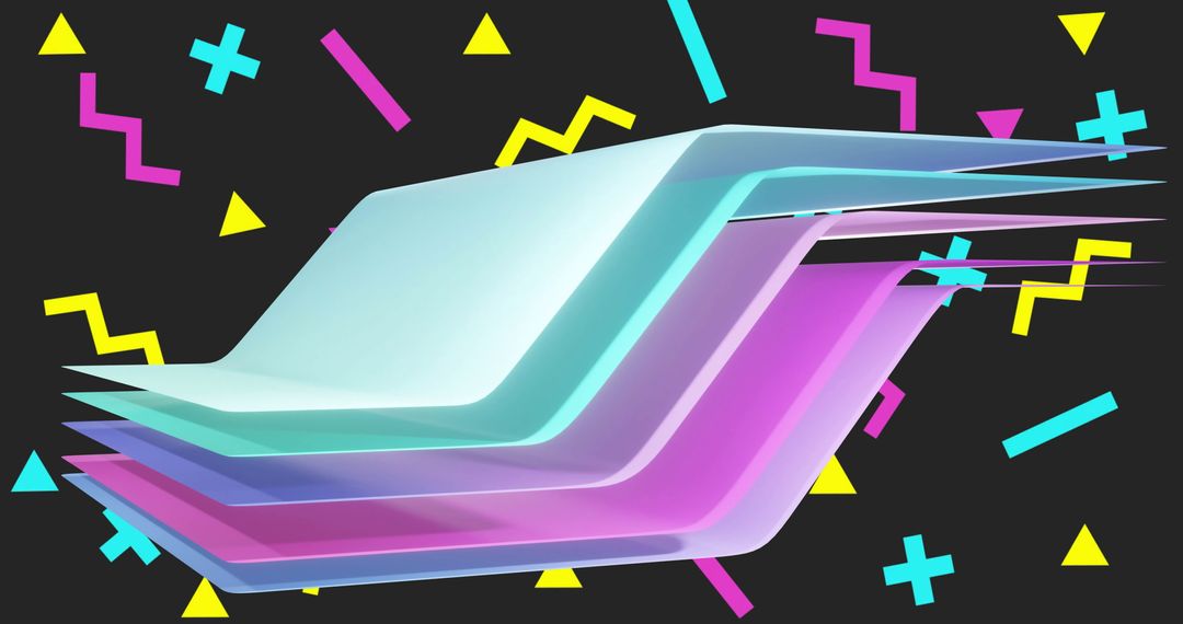 Colorful Geometric Abstract Layers on Black Background