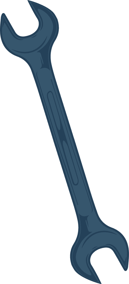 Transparent Blue Combination Wrench on Clear Backdrop