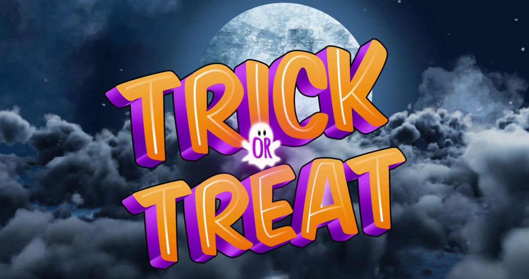 Trick or Treat Text with Spooky Night Sky