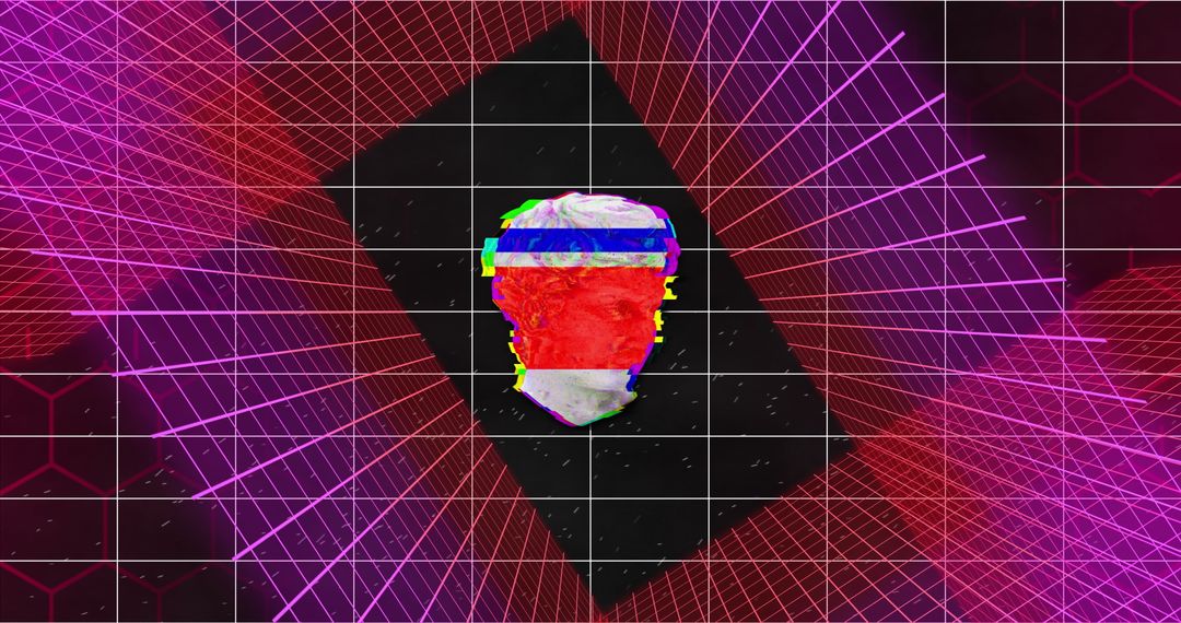 Digital Interference over Classical Bust with Geometric Patterns