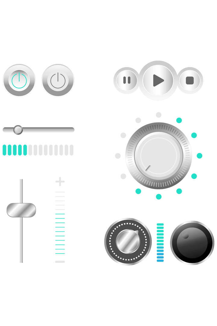 Transparent User Interface Controls with Buttons and Sliders - Download Free Stock Images Pikwizard.com