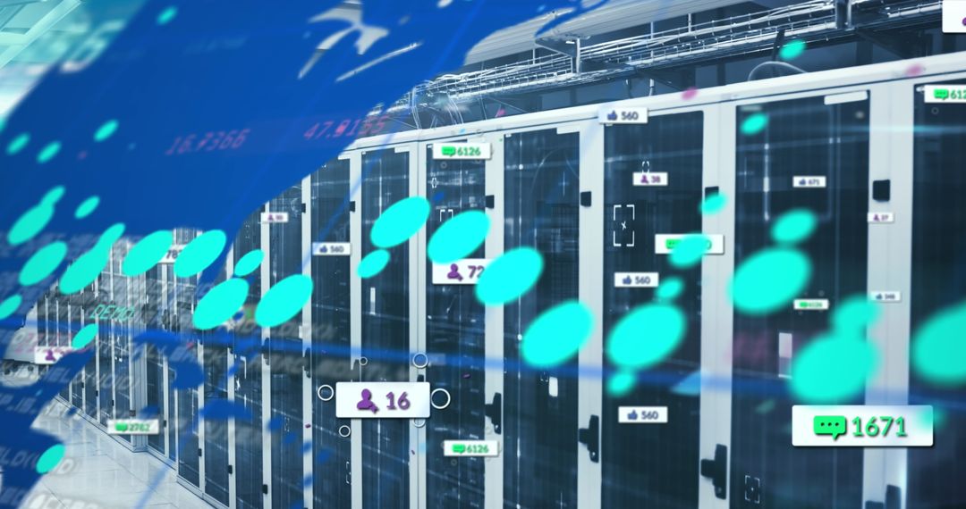 Global Data Networking in Server Room with Analytics Visualization