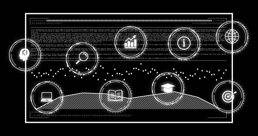 Futuristic Data Analytics Interface with Technology Icons