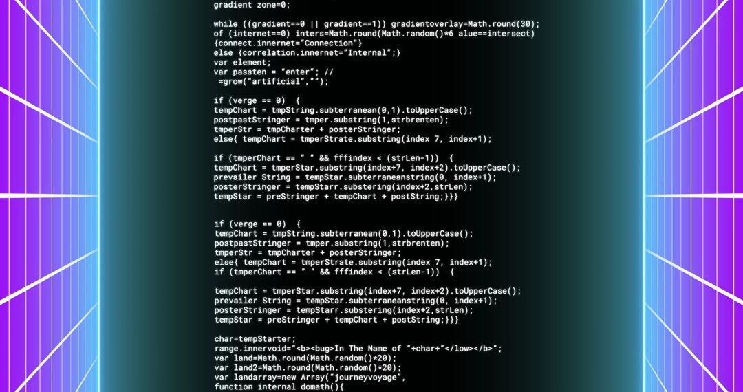 Glitched Data Processing on Digital Interface with Purple Grid