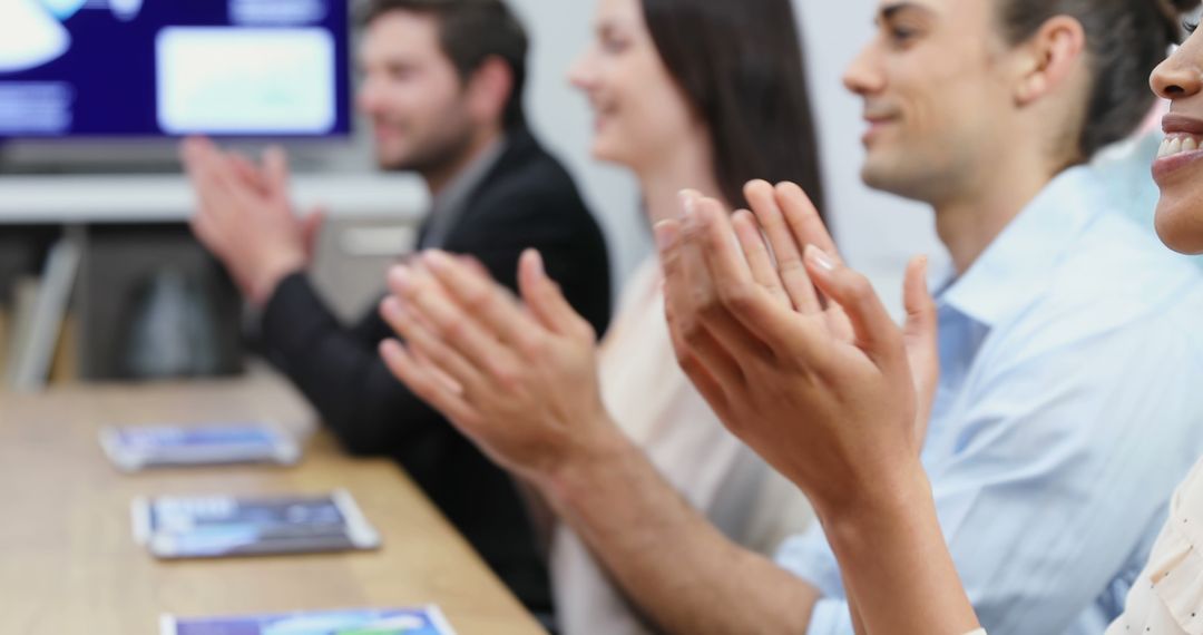 Business Team Applauding Presentation in Office Meeting Room - Free Images, Stock Photos and Pictures on Pikwizard.com