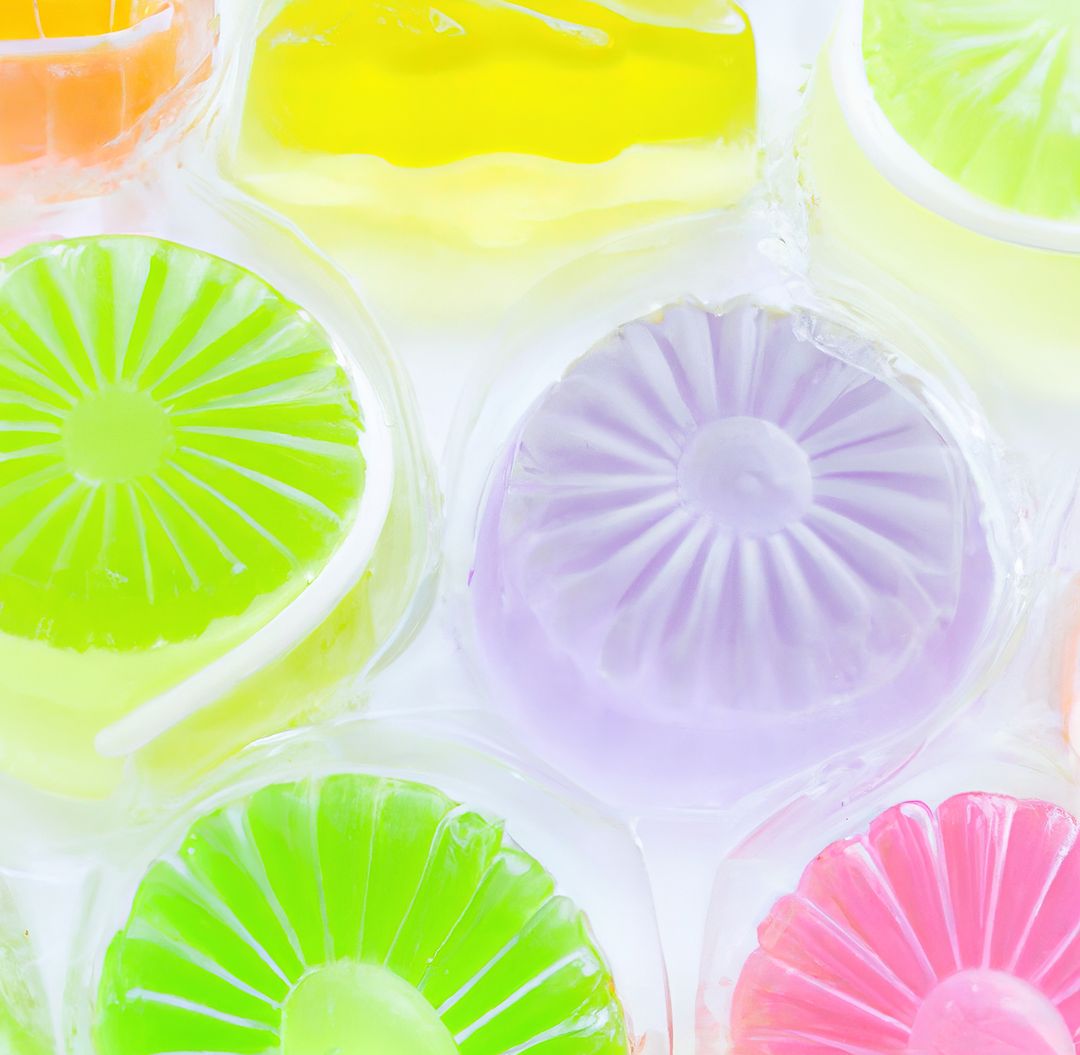 Image of close up of multiple colourful jellies background - Free Images, Stock Photos and Pictures on Pikwizard.com