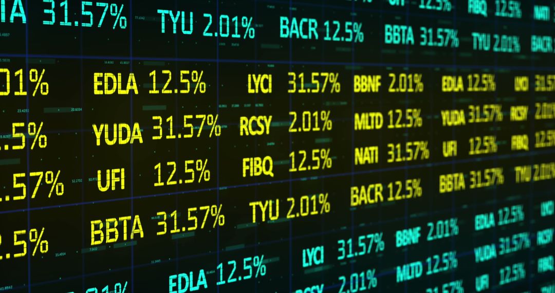 Digital Stock Market Display Screen with Global Data