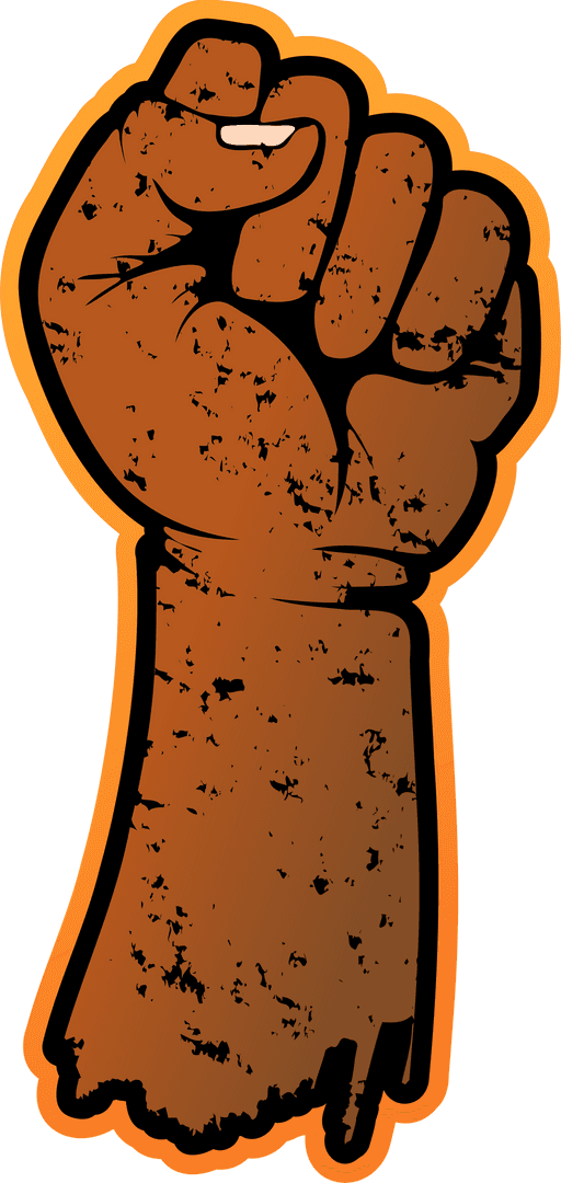 Rustic Style Raised Fist Illustration on Transparent Background