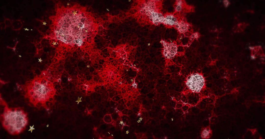 Abstract Molecular Structures on Dark Background with Stars