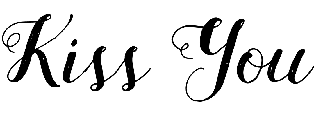 Romantic Kiss You Text on Transparent Background