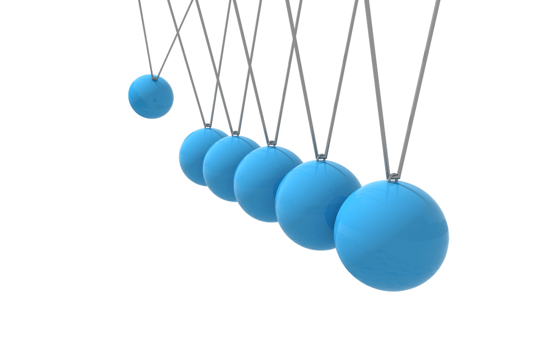 Bouncing Blue Spheres with Newton's Cradle on Transparent Background