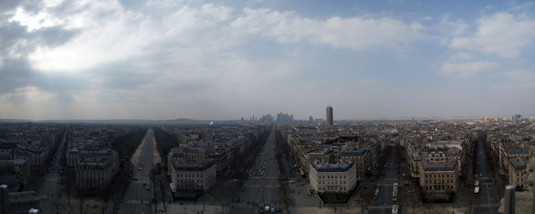 Panoramic View of Paris Cityscape with Cloudy Sky - Free Images, Stock Photos and Pictures on Pikwizard.com