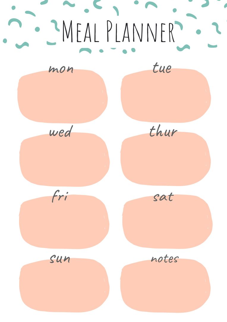 Simple Weekly Meal Planner Template with Pastel Colors