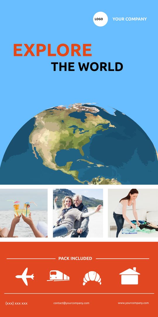 Travel Adventure Promotion with Globe and Travelers