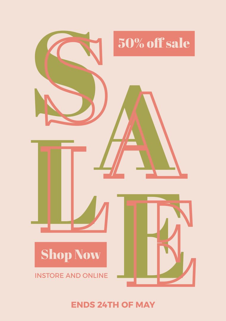 Bold Sale Announcement Poster With 50 Percent Off on Cream Background - Download Free Stock Templates Pikwizard.com