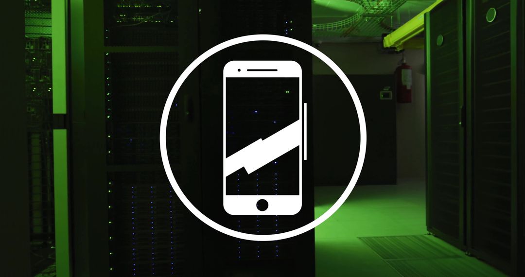 Smartphone Icon Overlay on Data Server Background