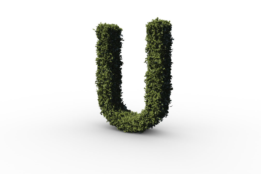 Transparent letter U made of green leaves on gray background - Download Free Stock Images Pikwizard.com