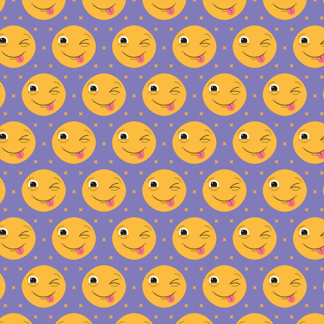 Cheeky Emoji Pattern on Transparent Background for Fun Communication Use